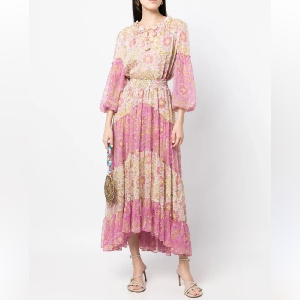 Misa Los Angeles Pink Floral blouse L